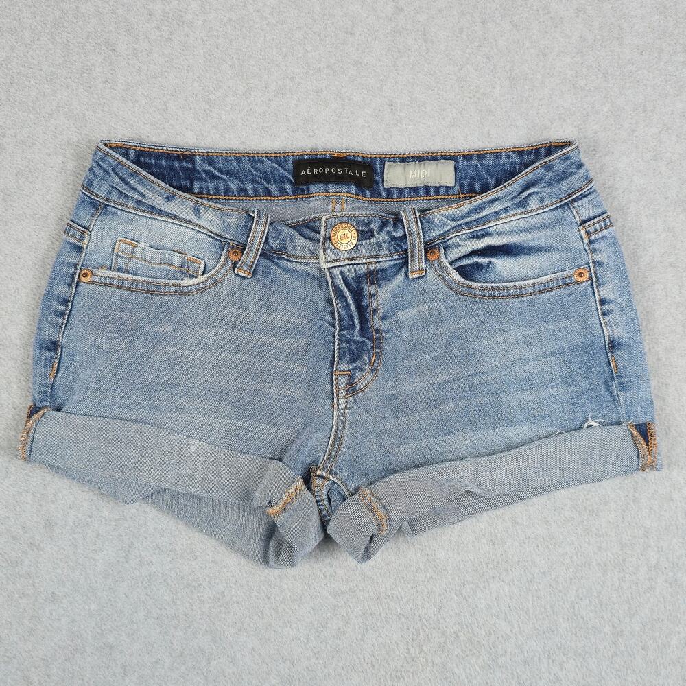 Aeropostale Womens Size 2 Jean Shorts Cuffed Hem Denim